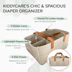 KiddyCare Diaper Caddy Organizer Cart for Nursery Baby Basket Gift for Boy/Girl | Diaper Caddy for Changing Table Basket Organizer with Dividers | Caddy for Baby Stuff Breast Pump Caddy - Regular