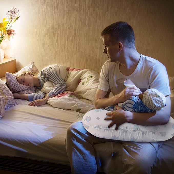 Little Grape Land Nursing Pillow, Breathable Nursing Pillows for Breastfeeding, Breast Feeding Pillows for Mom, Breastfeeding Pillows for Bottle Feeding, Tummy Time, Sitting Support, Blue Elephant