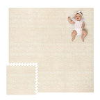 Lillefolk Baby Play Mat for Floor – 6x6ft Beige | Soft Non Toxic Premium EVA Foam Tiles for Tummy Time, Crawling & Playroom – Waterproof for Hard Floors Mat for Babies & Toddlers (9 Tiles)
