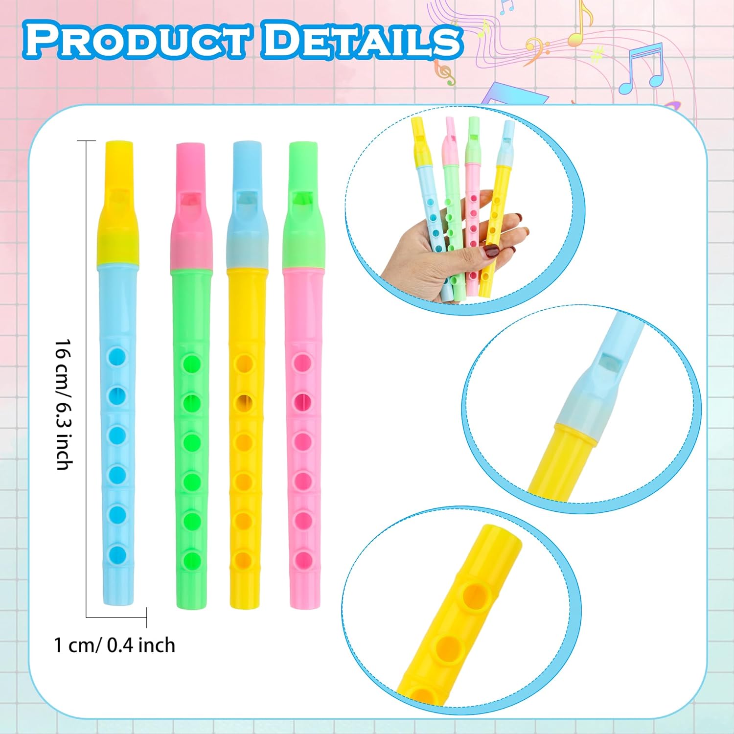 120 Pcs Kids Musical Recorder Bulk 6 Hole Recorder Instrument Plastic Flute for Boys Girls Party Favors School Performance