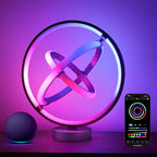 Lepro TB1 AI Smart Table Lamp, RGB+IC Addressable Color Changing Desk Light Alexa Google Enable, Music Sync Unique Cool LED Lamps for Game Room Decor Ambient Lighting, APP Control No Remote, 2.4 GHz