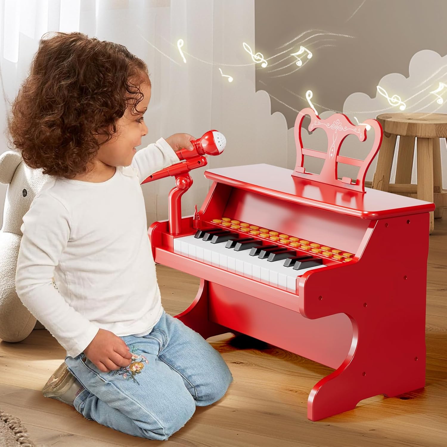 Kids Keyboard Piano for Kids - Upgraded Red Digital Musical Keyboard Piano Instrument Toys for 2 3 4 5 6 7 Years Old Beginners Educational Instruments Birthday Gift for Girls and Boys