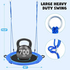 Hapfan 40" Saucer Tree Swing for Kids and Adults, Disc Round Swing for Kids Outdoor with Swivel, UV-Resistant Textilene Fabric, 700 lb Weight Capacity, 9.8 FT Hanging Straps, 2-Year Warranty (Blue)