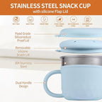 Toddler Cups Spill Proof,Toddler Snack Cups No Spill,304 Stainless Steel Snack Containers with Silicone Petal Lid for Kids,Snack Holder,BPA-Free, Dishwasher Safe