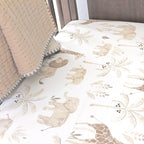 Crane Baby Safari Nursery Decor Crib Sheet, 100% Cotton Fitted Sheet for Standard Mattress 28in X 52in, Breathable Toddler Bed Sheet for Boys and Girls