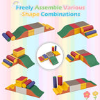 Soft Climbing Toys for Toddlers, Soft Foam Climbing Blocks, PU Leather Gym Climb & Crawl Soft Activity Playset, Indoor Climbing Toys Equipment for Kids and Children, Classic Grey, Macaron