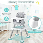 HONEY JOY 8 in 1 Baby High Chair, Convertible Highchair for Babies and Toddlers/Table and Chair Set/Building Block Table/Booster Seat/Stool/Toddler Chair with Safety Harness (Wave Gray)