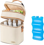 Breastmilk Cooler Bag with Ice Pack Fits 6 Baby Bottles Up to 9 Ounce
