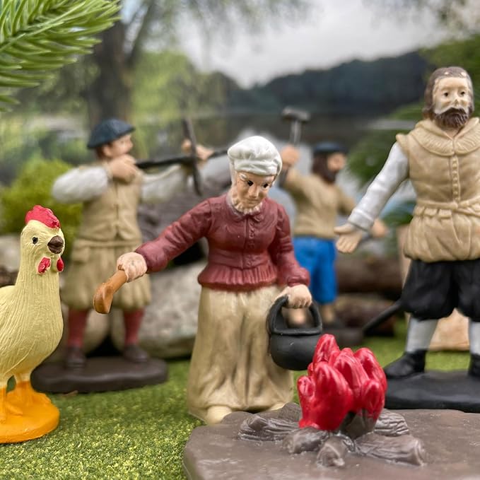 Safari Ltd. Jamestown Settlers TOOB - 10 Figurines: Sailor, Gardener, Blacksmith, Settlers, John Smith, Chicken, Pig, Cannon - Educational Toy Figures For Boys, Girls & Kids Ages 3+