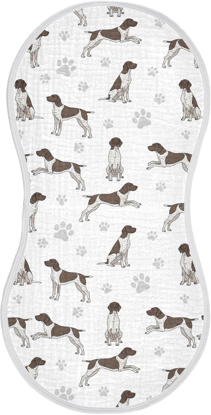 1 Pack Muslin Burp Cloths German Dogs White Cotton Baby Burp Cloths Absorbent Burping Cloth Soft Spit Up Rags for Newborn Must Haves 22x11 Inch