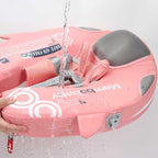 Non-Inflatable Mambobaby Float with Canopy, UV-Protective Baby Swimming Float with Safety Buckle, Anti-Flip Tail Swim Trainer Infant Pool Floats (Q04NPink-Q04NPCTRURBKMH01Q04)