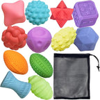 12P Sensory Balls for Toddlers 1-3,Balls for Baby Toys 6-12 Months,Bright Color Textured Multi Soft,Baby Massage Toy,Birthdays, Includes Storage Bag