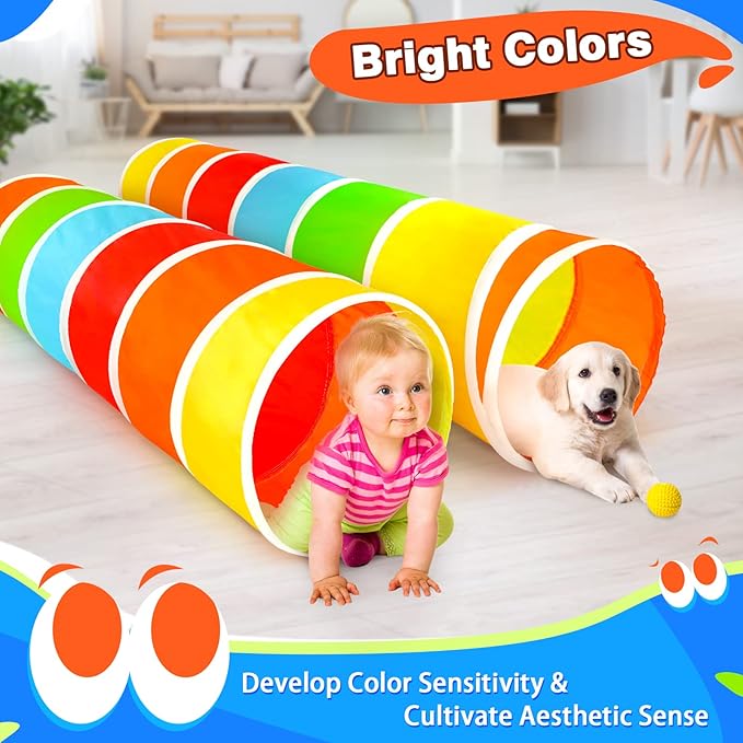 Kids Play Tunnel Tent for Toddlers, Colorful Pop Up Crawl Tunnel Toy for Baby or Pet with Breathable Mesh, Collapsible Gift for Boy and Girl Play Tunnel Indoor and Outdoor Game