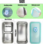 Stainless Steel Snack Containers with Lids - condiment containers with lids, reusable double compartment snack containers, Grab and Go Snack Containers Dishwasher Safe for School, Work, travel