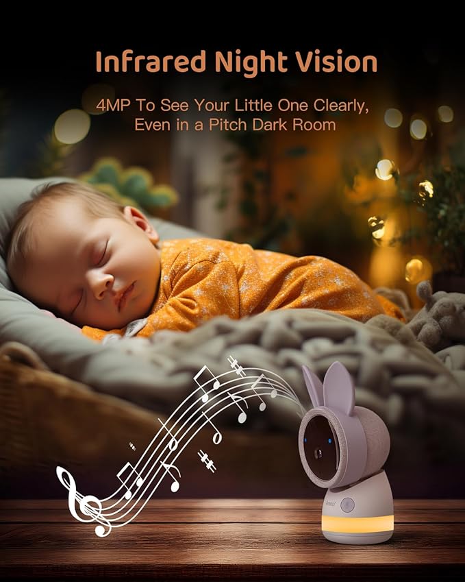 ARENTI 4MP 2.4G&5G WiFi Baby Monitor with Camera and Audio, Night Light, Auto Traking, Cry&Motion Detection, Temperature Sensor, App Control