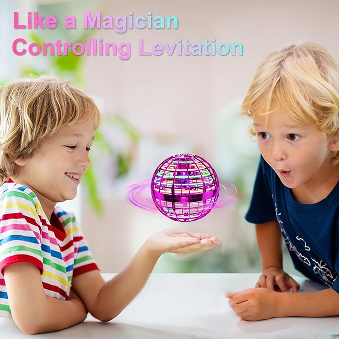 Flying Orb Ball (Pink, 2025 Upgraded) with Dazzling Lights, Magic Hover Spinner, Boomerang Drone, Floating Cosmic Globe, Kids Outdoor Toys for 6 7 8 9 10 Year Old Boys Girls