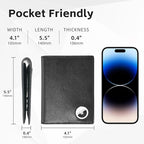 Passport Wallet With Airtag for Travel, Leather Passport Holder for Men and Women, RFID Blocking Bifold Passport Cover With Credit Card Holder (Black)