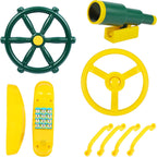 RedSwing Playground Accessories for Kids, Outdoor Playground Attachments with 2 Pirate Ship Wheel, Toy Telescope, Telephone and Safety Handles (Yellow and Green)