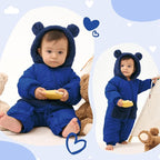 JiAmy Baby Snowsuit Newborn Winter Clothes Coat Romper Windproof Fleece Hat Zipper Baby Bear Outfit