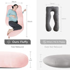 MOON PARK Pregnancy Pillows for Sleeping - U Shaped Full Body Maternity Pillow with Removable Cover - Support for Back, Legs, Belly, HIPS - 65 Inch - Pink - Cooling Cover