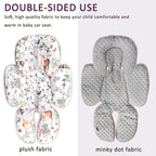 2 in 1 Infant Car Seat Insert, Car Seat Head Support Baby Girls Boys, Soft Newborn Carseat Insert Cushion, Perfect for Carseats, Strollers, Swings (Gray Animals)