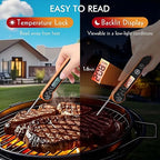 Meat Thermometer Digital with Backlight, Calibration & Hold Function, IP65 Waterproof Food Thermometer for Cooking, Outdoor Grilling, Candy Making
