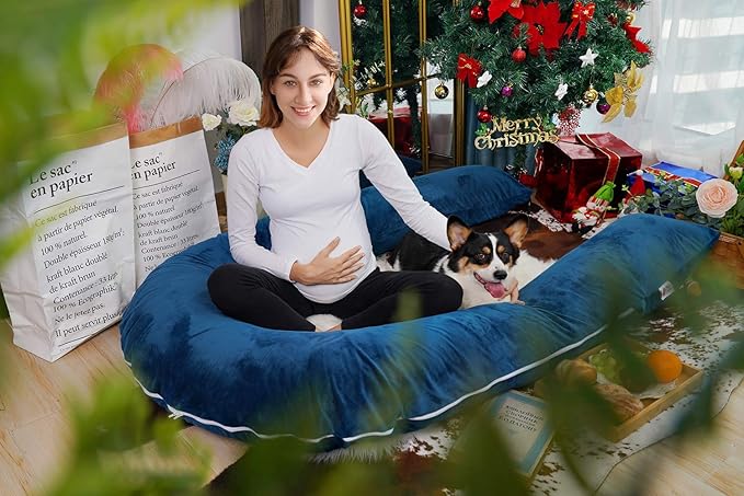 Meiz Pregnancy Pillow, Pregnancy Body Pillow, Pregnancy Pillows for Sleeping, 65" Maternity Body Pillow for Pregnant Women with Velvet Cover, Blue