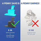 FireAnt 100 Saline Packets and 16 Pack Silicone Saline Pods Refills Set, Compatible with Navage Nasal Care — Includes 100 Count Salt Packets Sinus Rinse + 16 Reusable Salt Pads in Black & Blue