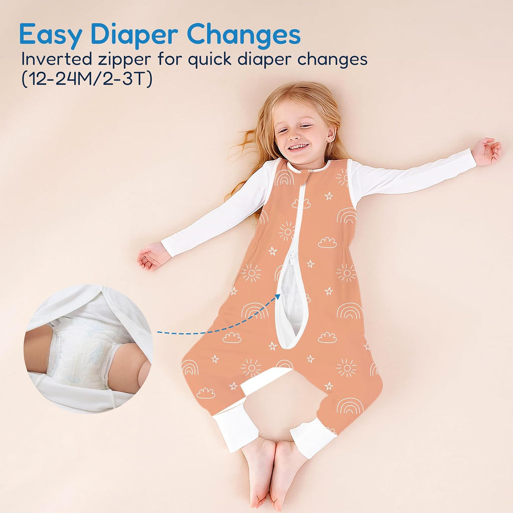 TotAha Toddler Sleep Sack with Legs, 0.5 TOG Light and Soft Baby Sleeping Bag, Walker Sleep Sack for Babies 12-24M, 2T-3T