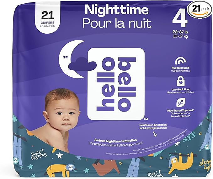 Hello Bello Premium Overnight Baby Diapers Size 4, 21 Count, Unisex, Ultra Absorbent and Soft Disposable Diapers for Babies and Toddlers
