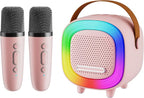 Mini Karaoke Machine Speaker for Kids Adults, Portable Bluetooth with 2 Wireless Microphones, Christmas Birthday Gift Ideas for Toys for Teens Boys and Girls Aged 4, 5, 6, 7, 8, 9, 10, 11, 12+