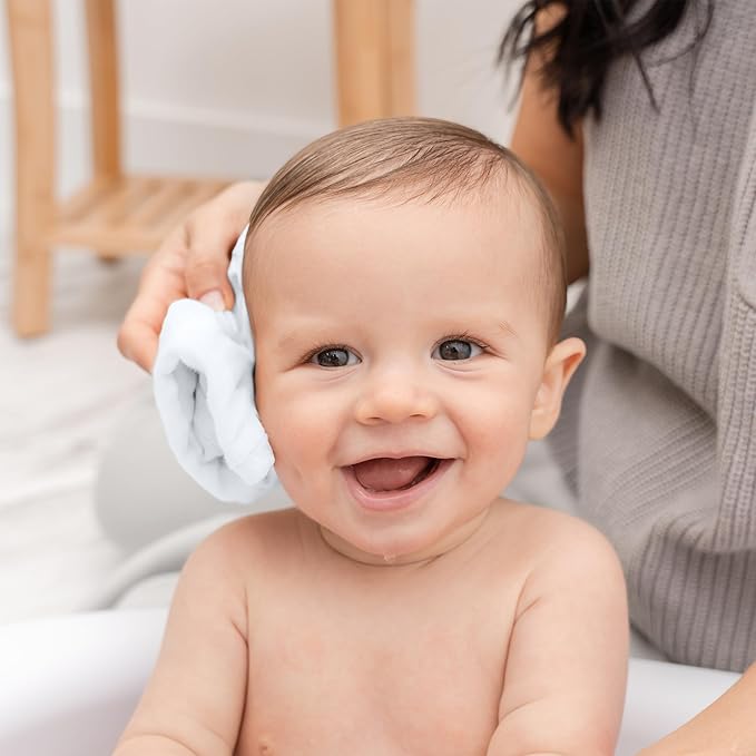 Comfy Cubs Muslin Baby Washcloths 6 Pack - Soft 6-Layer Cotton Wash Cloths for Sensitive Skin - 10"x10" Large, Gentle, Absorbent Infant Essentials for Newborn and Toddlers - White