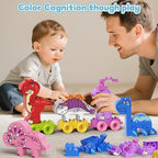 Train Building Block Set Dinosaurs Educational Toy STEM Learning for Toddlers Preschool Ages 3+Girls Boys, Creative Nature Toy Activity Playset with Storage Bucket Birthday Gift Ideas