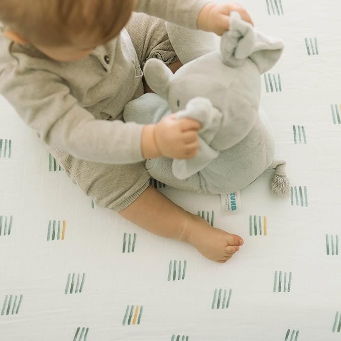 Little Unicorn Premium Crib Sheet | Breathable & Super-Soft Muslin Fabric (Blue Stacks)