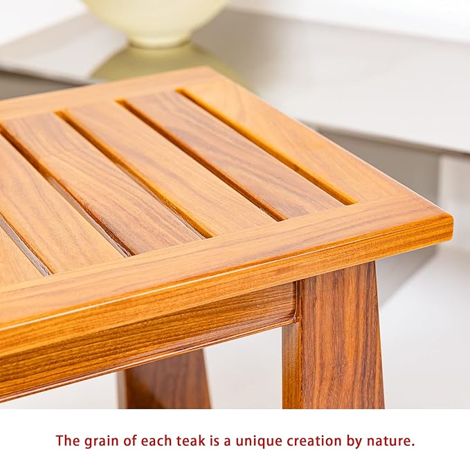 NNN 36" Commercial Teak Shower Bench - 8 Non-Slip Leveling Feet & 350 lbs Capacity | Rock-Solid Stability for Seniors & Spa Safety | Waterproof Design for Saunas/Outdoor Pools (Patented)