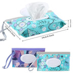 FEBSNOW 2 Pack Baby Wipe Dispenser, Reusable Portable Wipe Holder, Baby Wipes Container, Travel Baby Wipes, Refillable Wet Wipe Pouch (Floral)