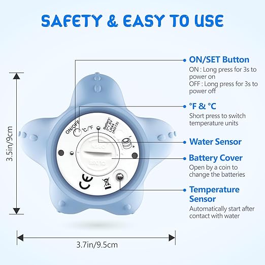 Baby Bath Thermometer, Digital Water Temperature Thermometers with 3 Color Backlit and Temperature Warning, Safety Bath Tube Thermometer Floating Toy for Infant, Toddler