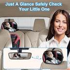 Baby Car Mirror, Safety Car Seat Mirror for Rear Facing Infant, Clear Wide View, 360°Rotation, Easily Observe the Baby Move, Secure, Shatterproof, Crash Tested and Certified (Black)