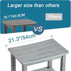 Heavy Duty Shower Bench for Inside Shower Waterproof, Large HDPS Bath Stool for Shaving Legs, Gray Poly Lumber Foot Stool, Plastic Bathroom Bench Seat with Storage Shelf, Outdoor/Indoor Use