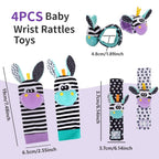 Wrist Rattles for Babies Rattle Socks Wrist Strap Rattles Set Cartoon Socks Cute Animal Baby Sensory Development Toys 1-3 Years Early Educational Toys for Toddlers Baby Shower Gifts