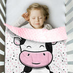 Personalized Baby Blankets for Girls, Custom Name Cow Pattern Baby Blanket, Soft Minky Dot Blanket for Newborns and Toddlers, Ideal for Baby Showers Christmas Brithday Gifts