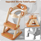 Potty Training Seat, Upgrade Toddler Toilet Seat for Kids Boys Girls, 2 in 1 Potty Training Toilet for Kids, Splash Guard Anti-Slip Pad Step Stool（Brown）