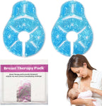 Breast Therapy Ice Packs, Hot and Cold Breast Pads, Breastfeeding Essentials Large Gel Bead Packs for Moms, 2 Pack (Teal, L)