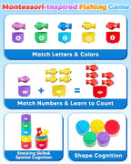 Montessori Toys for 1 Year Old, Toddler Fishing Game with Stacking Cups, Learning Educational Toys for 1 2 Year Old Boy Girl Birthday Gifts, Baby Toy 12-18 Months, Sensory Sorting Toy for Toddlers 1-3