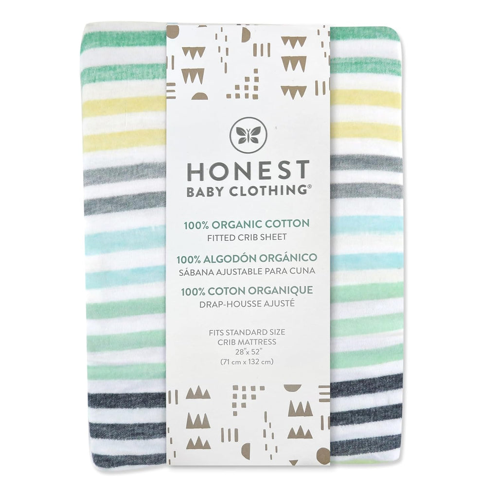 HonestBaby Unisex-Baby Fitted Crib Sheets Set Standard Mattress, 100% Organic Cotton Baby Boys, Girls, Neutral, 1 Pack - Dark Navy, One Size
