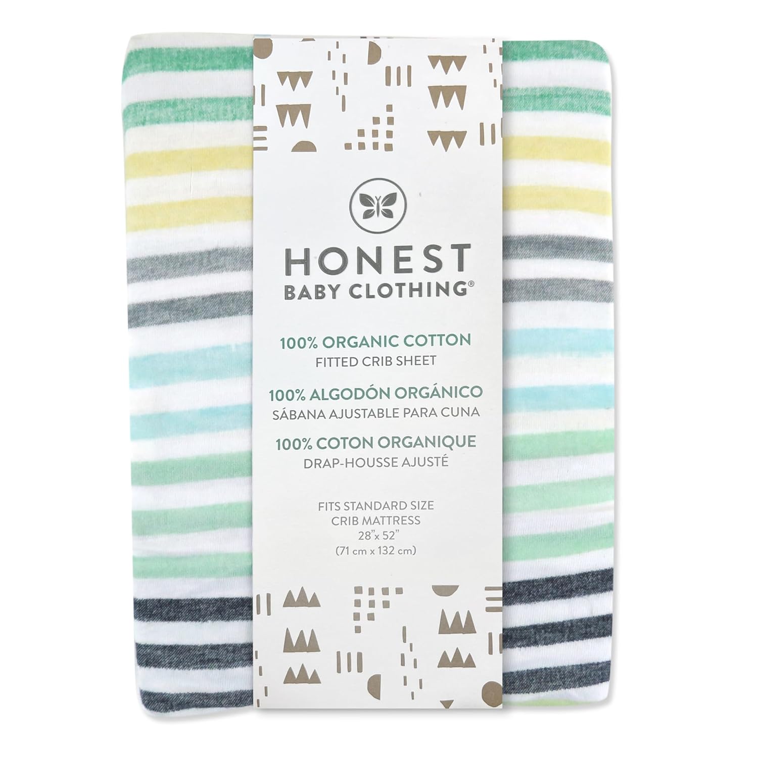 HonestBaby Unisex-Baby Fitted Crib Sheets Set Standard Mattress, 100% Organic Cotton Baby Boys, Girls, Neutral, 1 Pack - Dark Navy, One Size