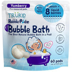 TruKid Bubble Podz Bubble Bath for Kids, Toddlers, & Babies, Tear Free Gentle & Refreshing Bath Bomb for Sensitive Skin with Natural Moisturizers, Non-Toxic, pH Balanced, Yumberry Scent (60 Podz)