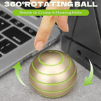 Fidget Spinner Kinetic Spin Metal Desk Toy Ball for Kids Adults, Luminous Full Body Optical Illusion Stress Relief Fidget Gyro Ball Gift for Boys Girls 4-12 5-10 3-12 (Gold)