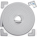 Roving Cove Slimfit Corner Edge Protector for Baby Proofing (Small 15ft Edges 4 Corners), Furniture Safety Bumper Guard, Soft NBR Rubber Foam, 3M Adhesive, Stone Grey