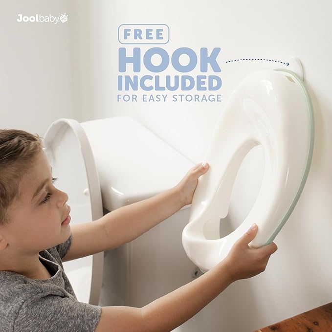 Jool Baby Potty Training Seat for Boys and Girls, Fits Round & Oval Toilets, Non-Slip with Splash Guard, Includes Free Storage Hook (Sage)